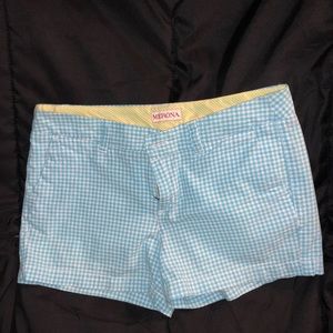 Blue gingham shorts
